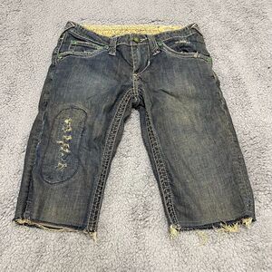 Stitch's Jean Shorts Womens Size 26 Blue Distressed Denim Chekore